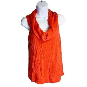 Ann Taylor Women's Sleeveless Cowl Neck Flowy Comfy Coral Blouse Soft Top Medium